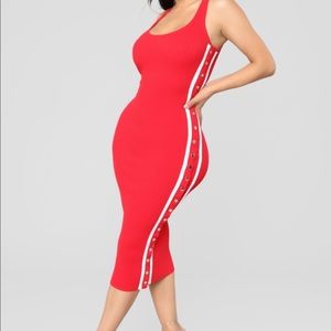 Red Midi Dress with side snaps (S)
